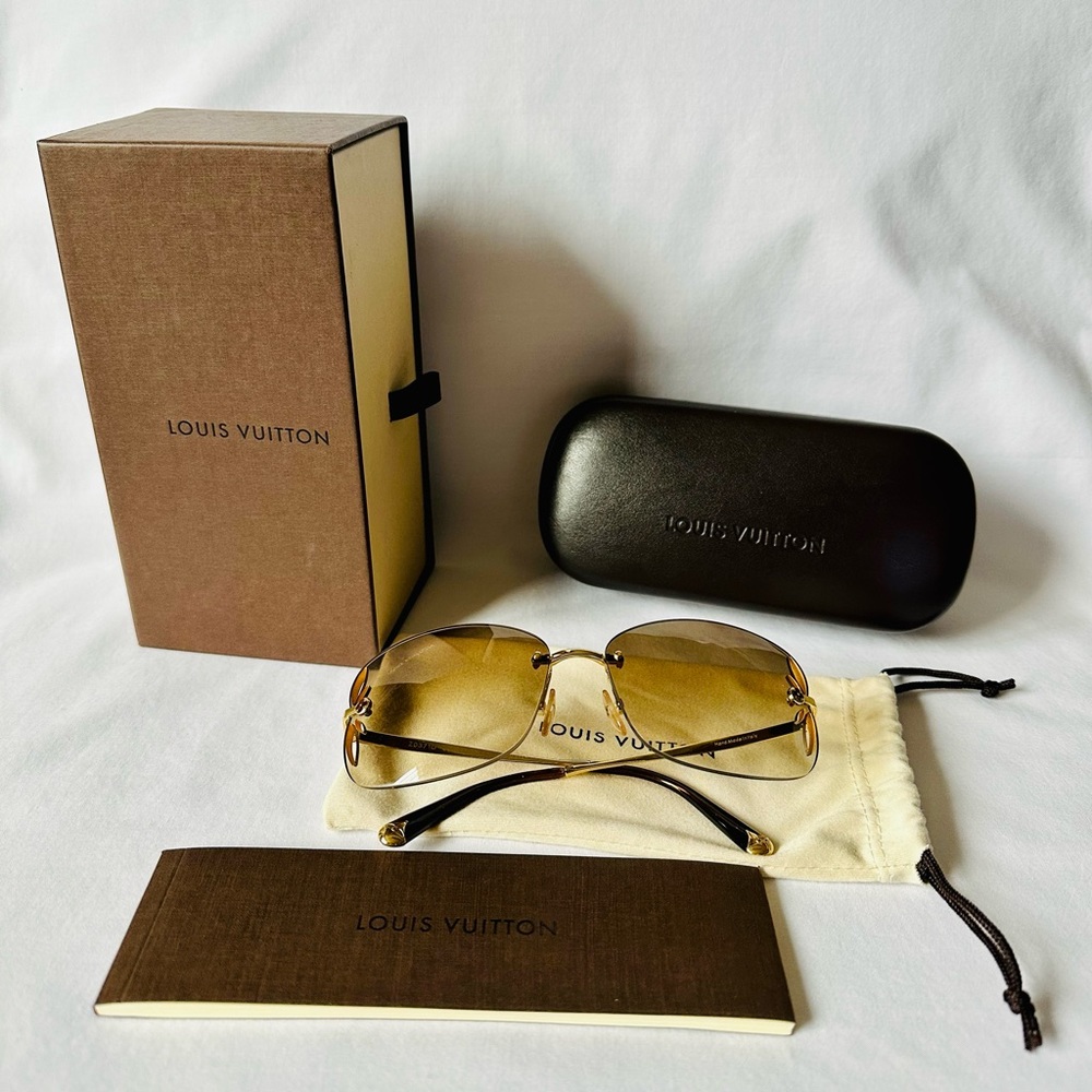 Authentic Louis Vuitton Lily sunglasses plastic brown glitter Z0371U